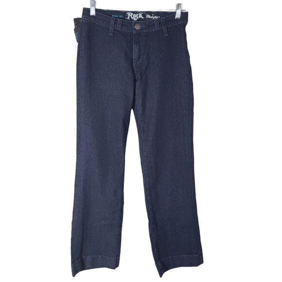 Wrangler Rock 47 Women's Size 27 X 32 Wide Leg Dark Wash Denim Blue Jeans NEW - Picture 1 of 8